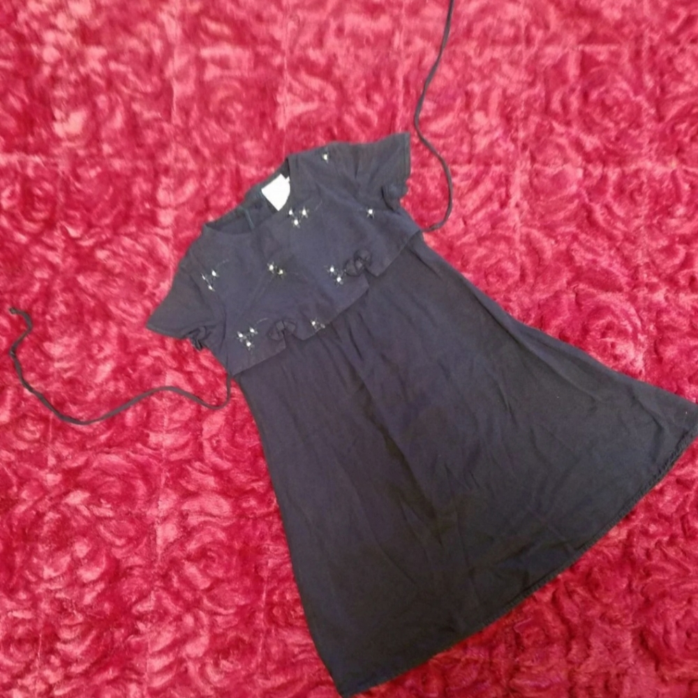 GIRL'S NEW MOVES NAVY BLUE SHORT SLEEVE DRESS